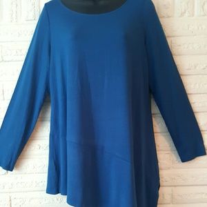 Eileen Fisher Turquoise Asymmetrical Tunic Top